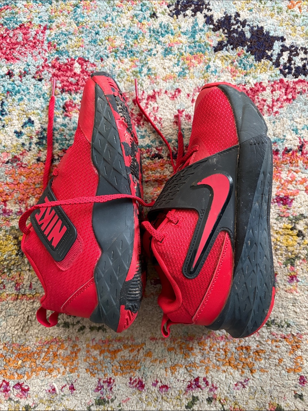 Nike Kids Red and Black Basketball Sneakers